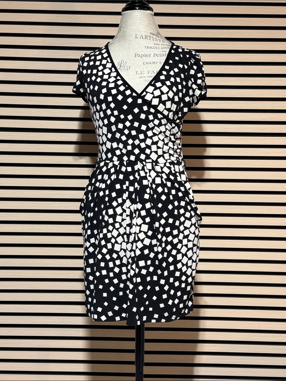 Black & White  Mini Wrap Dress
